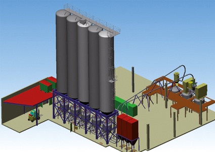 Abb. 1: 3D-Zeichnung einer pneumatischen Förderanlage