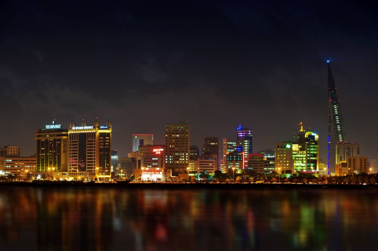 Bahrain: Manama Skyline at Night