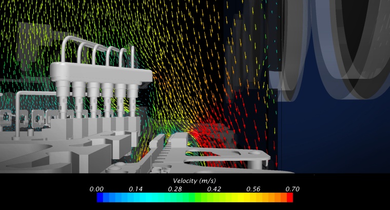 Creaform: Velocity vectors in section plane at capping arm elbow – original...
