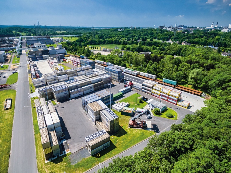 Luftbild des Geländes der Knapsack Cargo im Chemiepark Knapsack