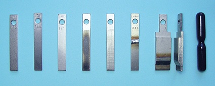 Art der Korrosionsproben. Von links nach rechts: normal, geschliffen,...