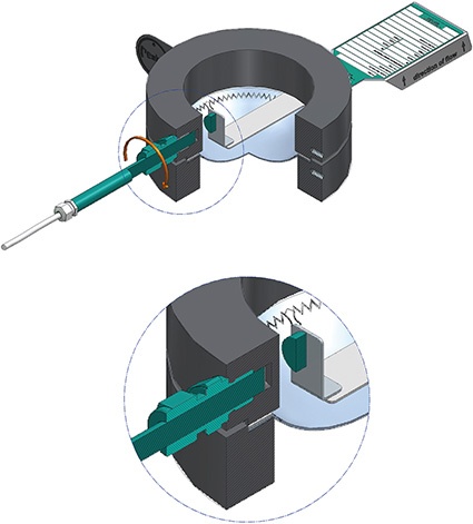 Nimu, die non-invasive Signalisierung: Sensor in einer Sacklochbohrung im...