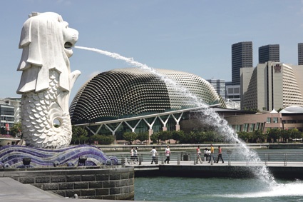 The Merlion – a mythical creature with the head of a lion and the body of a...