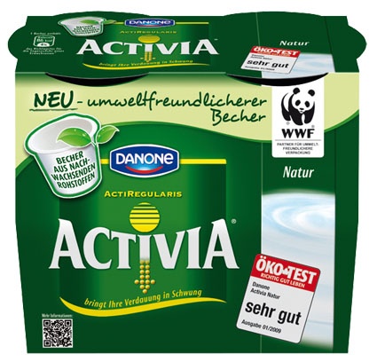 Danone uses PLA-cups for its prominent brand Activia