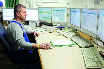 Plant operator Christian Friedl monitors and controls the media supply...