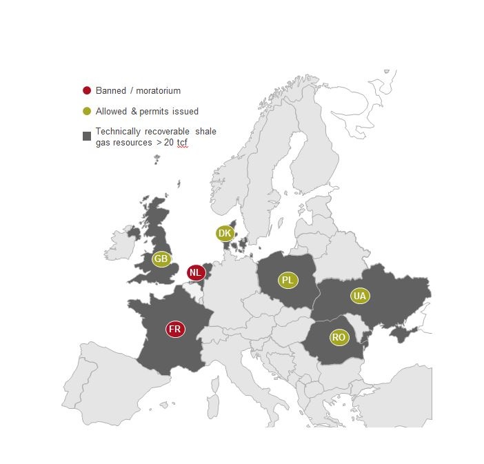 European countries with the largest shale gas resources as of 2012-2013...