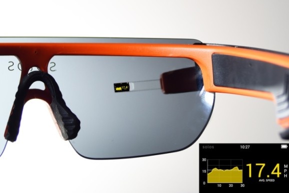 Kopin demonstrated a prototype of its Solos smartglasses at CES 2016, with a...