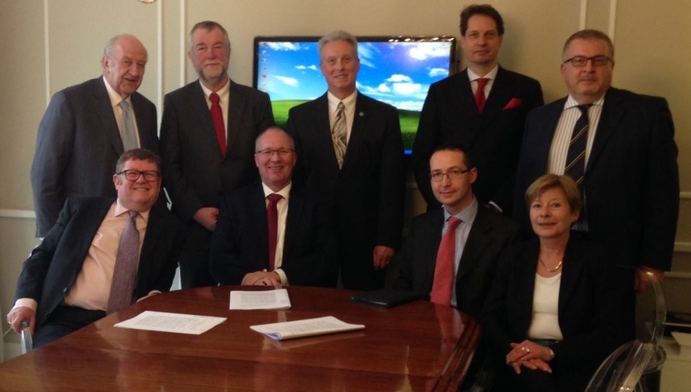 Attendees of the founding ceremony from left to right: Edgar E. Nordmann,...