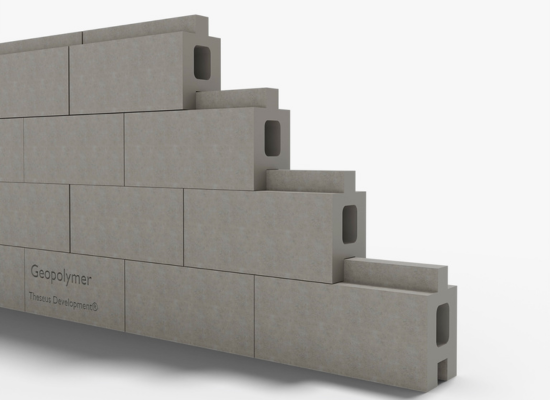 Rendering (3D model) of building blocks made of geopolymer. © Theseus...