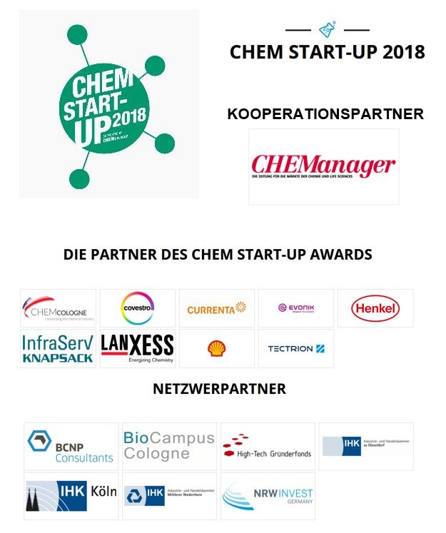 Erstmalig wird auf der Gründermesse StartupCon in Köln der „Chem Start-up...