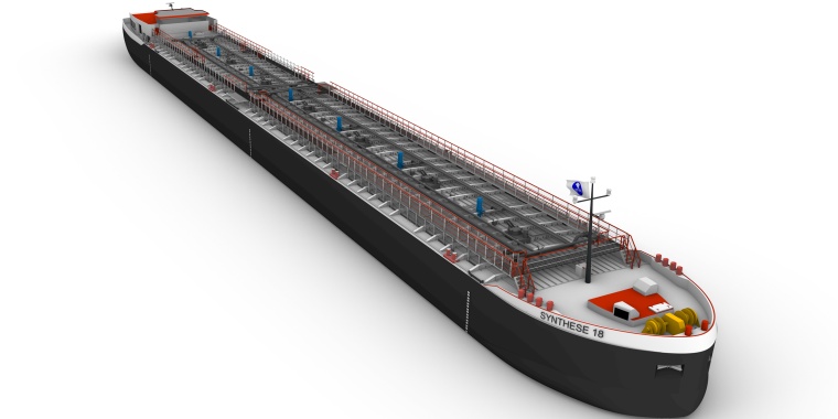 3-D-Modell des neuen C Tanker Typs, den HGK Shipping bei De Gerlien van Tiem in...