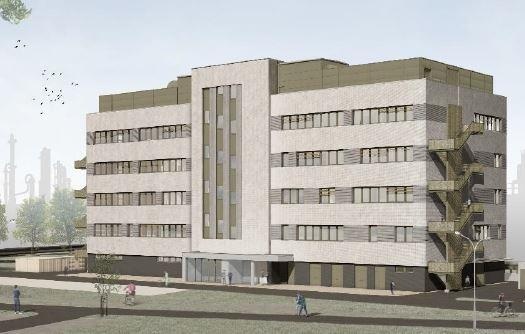 Vom Lipper Weg in Marl wird das neue Gebäude - hier die Planungsansicht -...