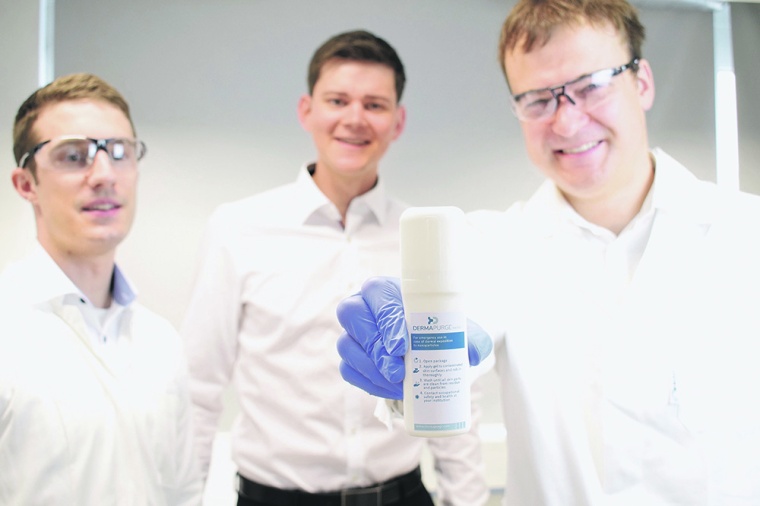 Das DermaPurge-Gründerteam (v.l.n.r.) Max Schnepf, Felix Klee und Jonas...