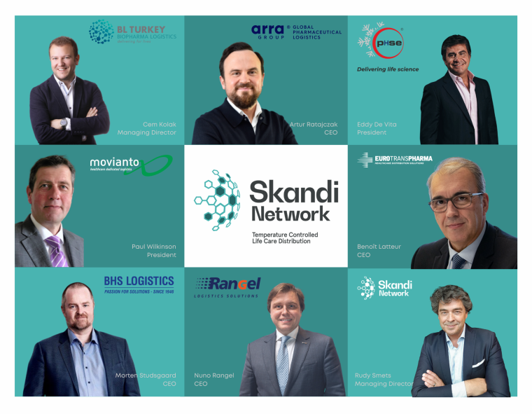 Die sieben Gründungsmitglieder von Skandi Network plus ihr Geschäftsführer...