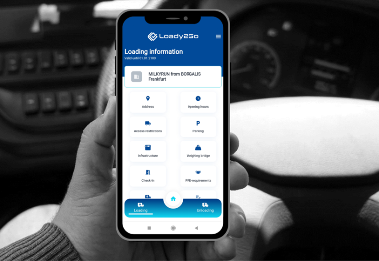 Mit Loady2Go können Lkw-Fahrer alle lieferrelevanten Informationen direkt und...