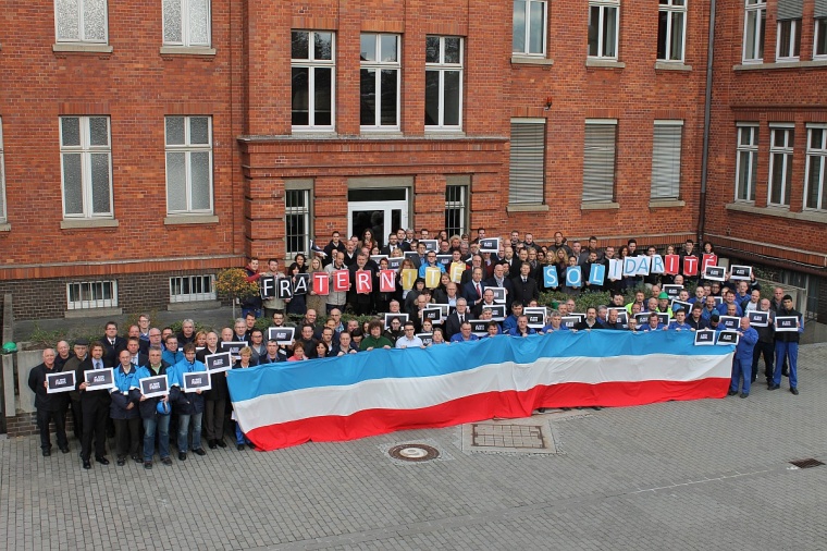 At theGerman headquarters in Frankfurt-Fechenheim, staff members of the...