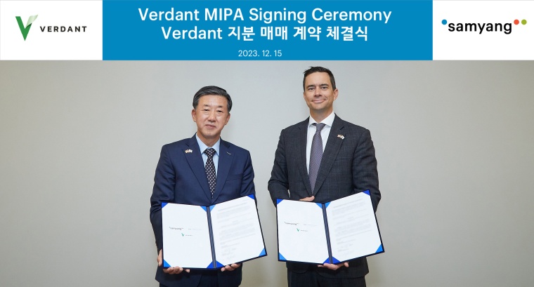 Samyang Holdings and OpenGate Capital hold a Verdant MIPA signing ceremony in...