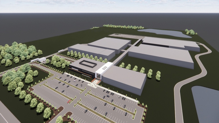 Rendering of new planned Schott Pharma manufacturing facility in Wilson, North...