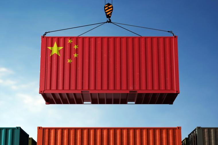 chinese flag on a shipping container