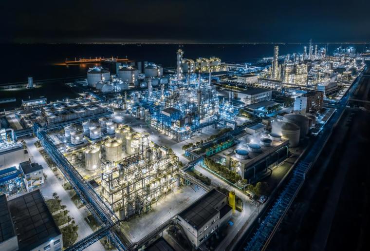 overheard view of a facility at night