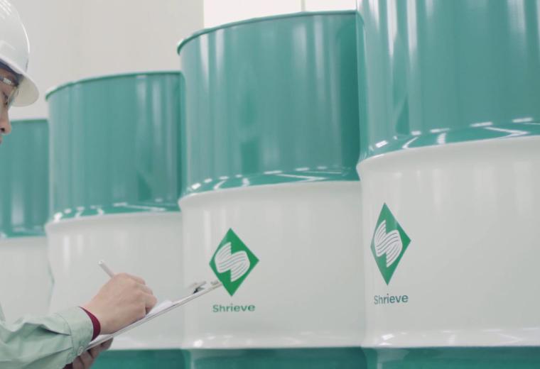 Chemical drums with Shrieve logo