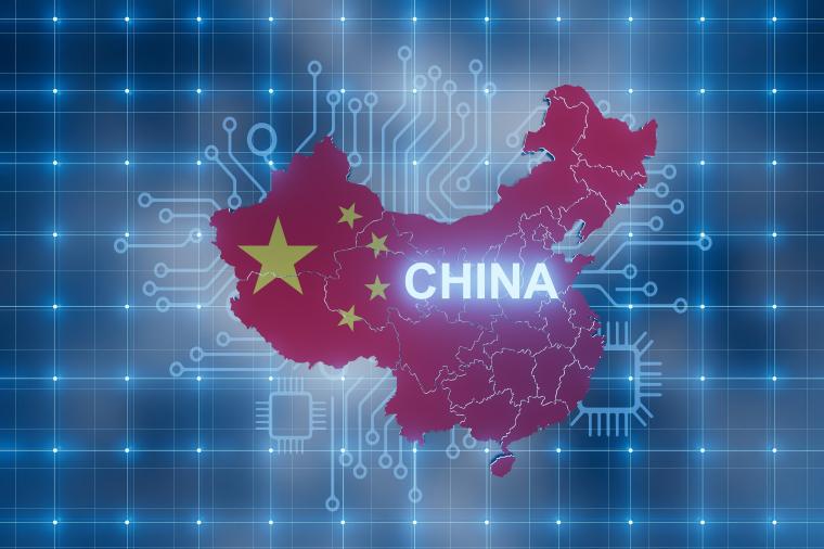 China map on digital circuit