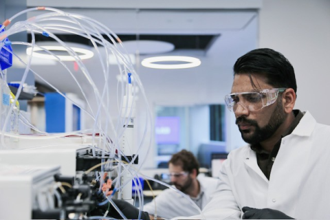 Researcher doing chromatography