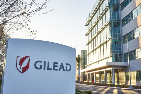 Gilead logo on sign outside of a building